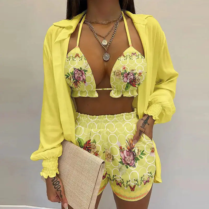 Stylisches 3-teiliges Sommeroutfit für Strand und Pool - TropenGlow