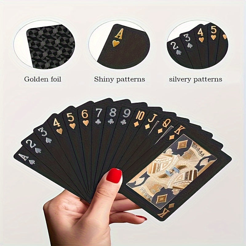 Luxurious Black Playing Cards - Waterproof & Flexible with Storage Box - Noctura