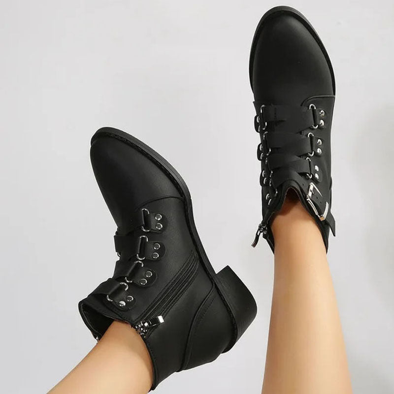 Damen Stiefeletten mit Blockabsatz im Vintage Look – Yolisa