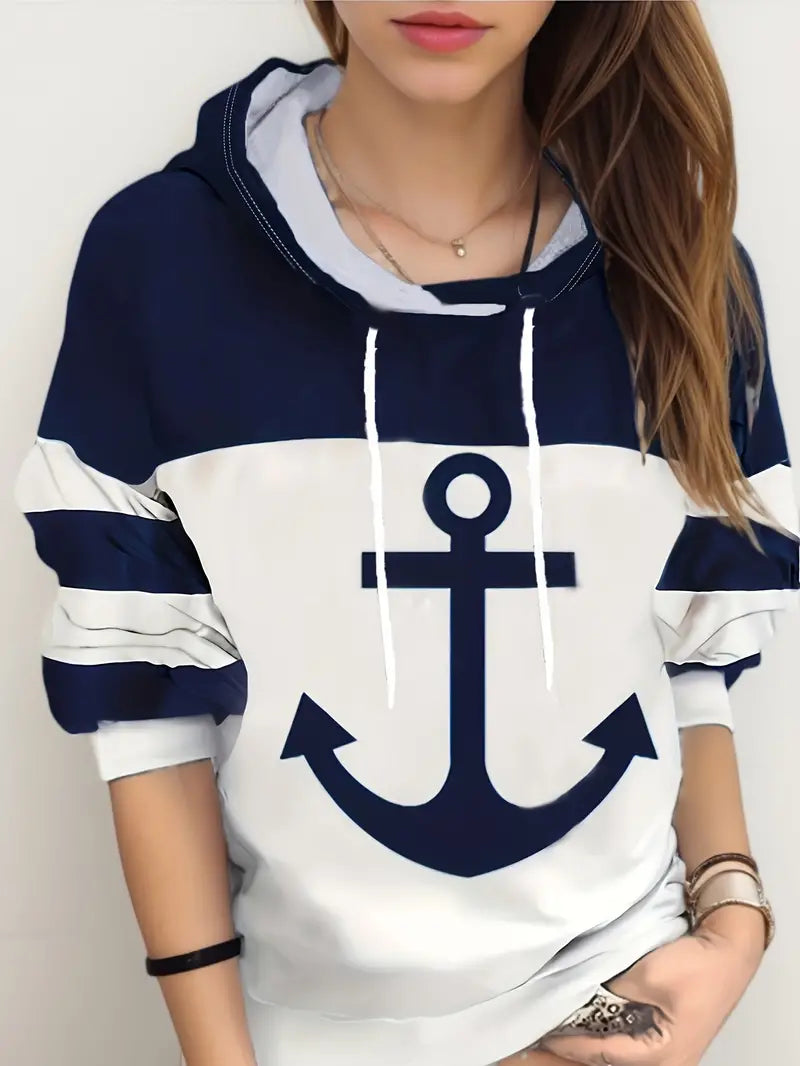 Hoodie mit Ankerprint – Nautical Vibes