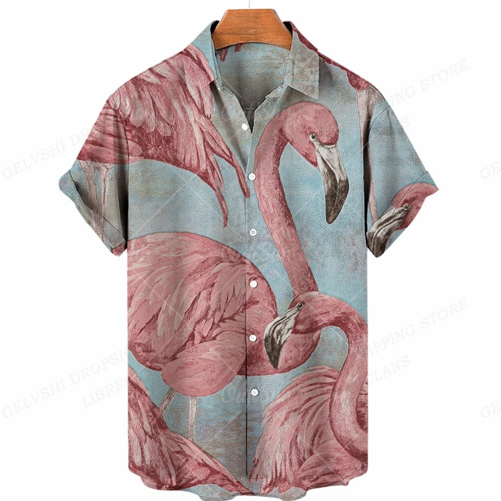 Tropisches 3D Flamingo Hemd – Kai