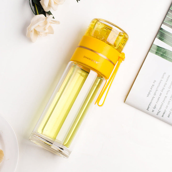 Doppelwandige Glas-Wasserflasche mit Teesieb - PureBrew