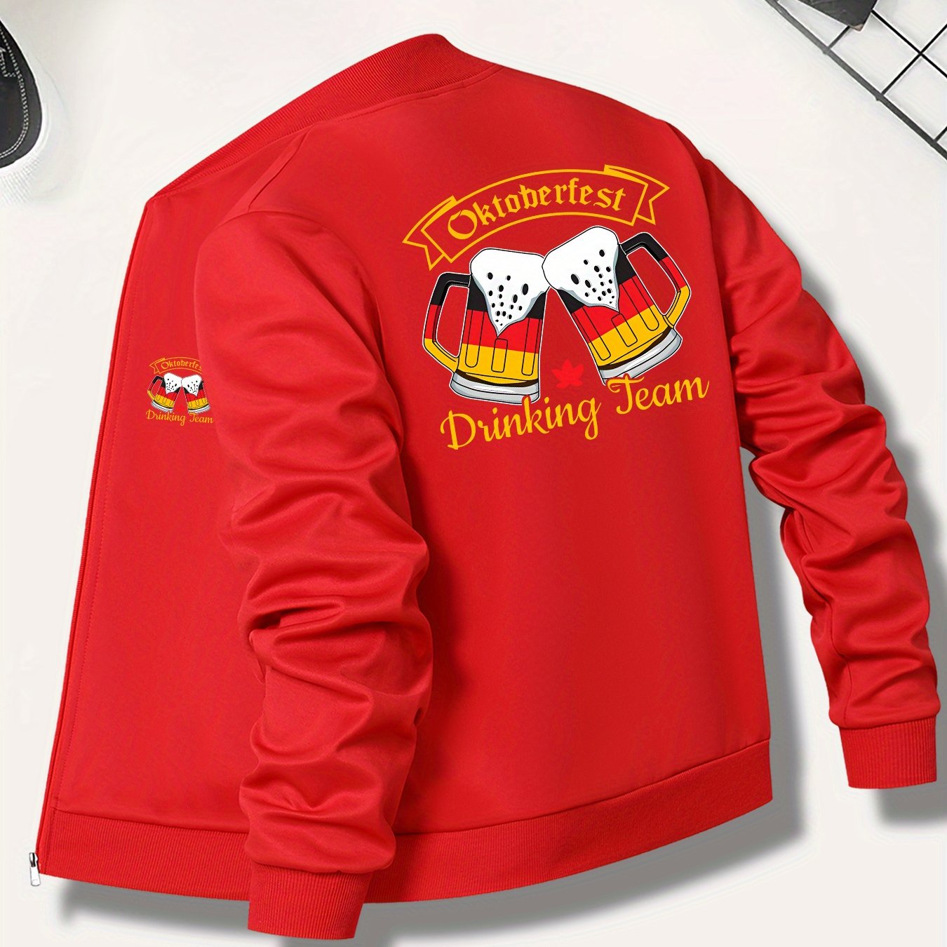 Herren Bomberjacke mit Bier-Print & Reißverschluss – Matthias Oktoberfest 2025