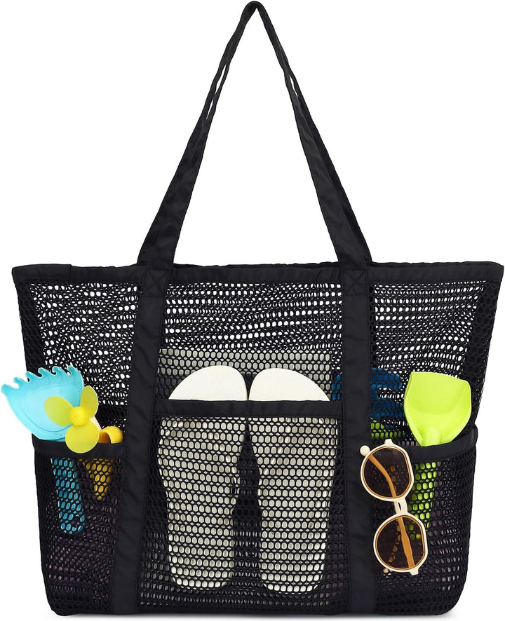 Kaufe 1, Erhalte 1 GRATIS – Extra Große Durchsichtige Mesh-Strandtasche mit 8 Taschen – ClearWave