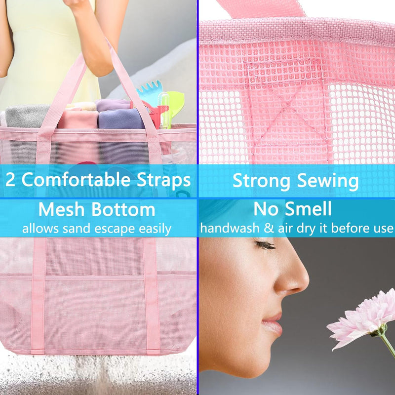 Kaufe 1, Erhalte 1 GRATIS – Extra Große Durchsichtige Mesh-Strandtasche mit 8 Taschen – ClearWave