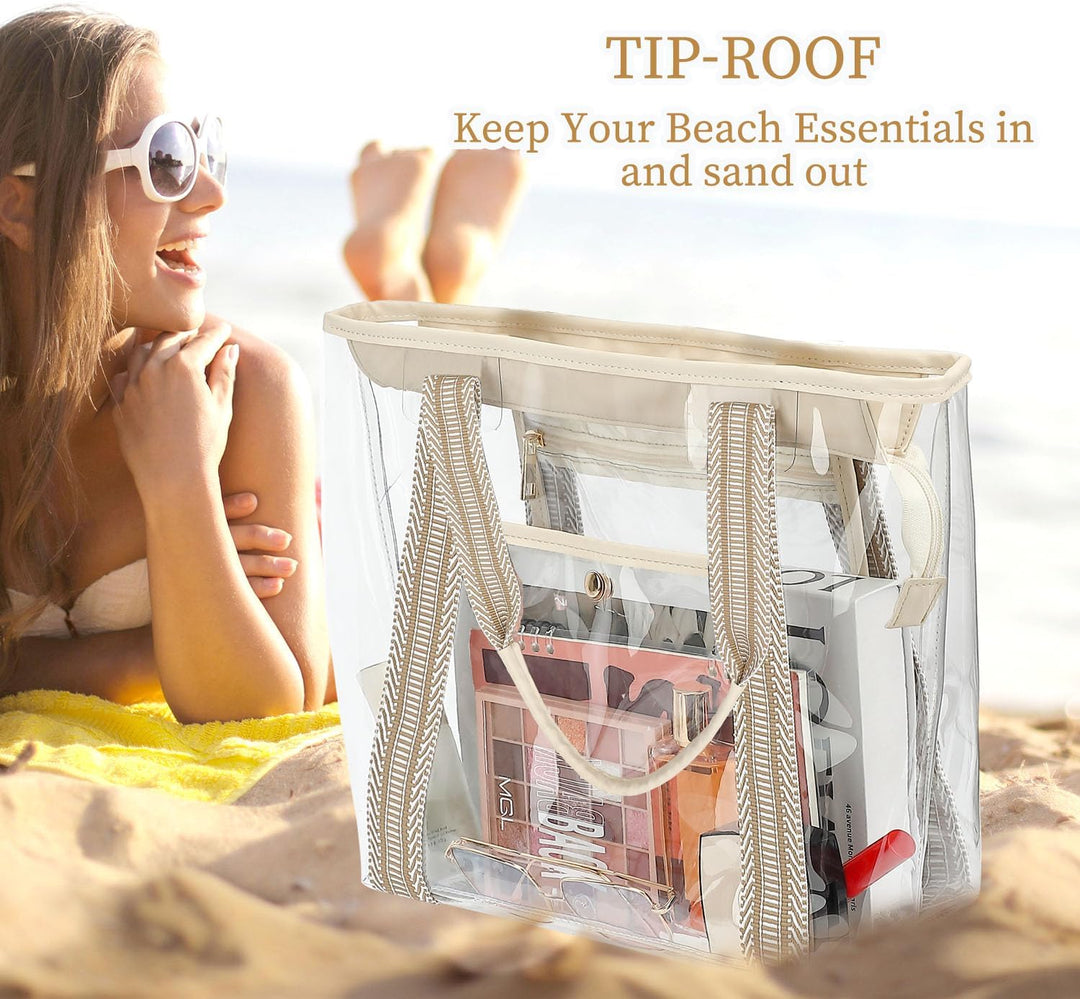 Kaufe 1, Erhalte 1 GRATIS – Extra Große Durchsichtige Mesh-Strandtasche mit 8 Taschen – ClearWave