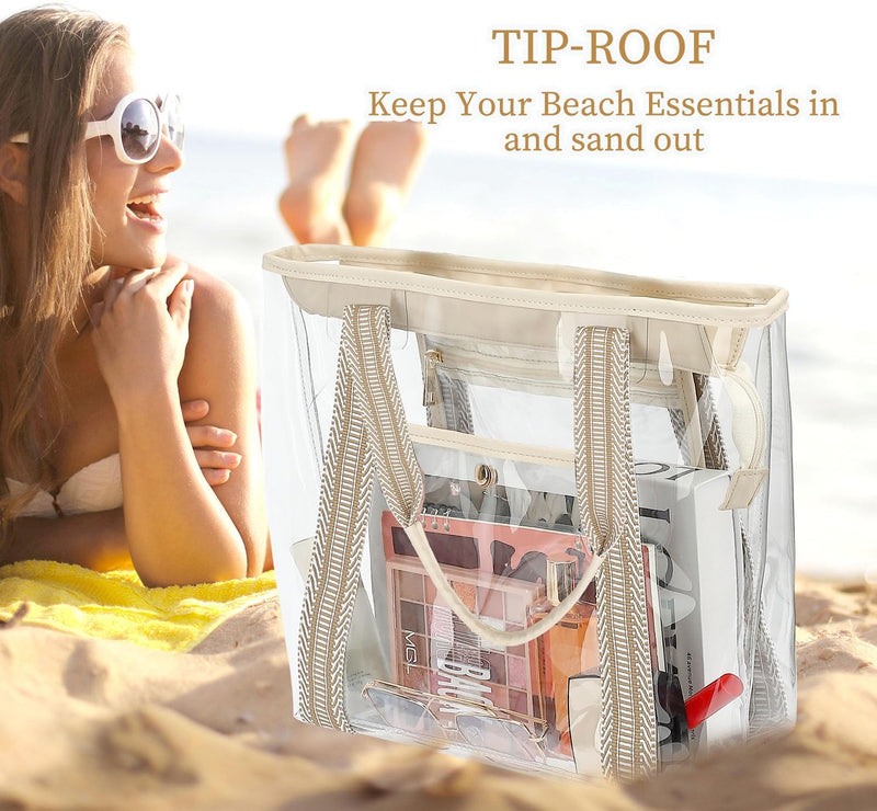 Kaufe 1, Erhalte 1 GRATIS – Extra Große Durchsichtige Mesh-Strandtasche mit 8 Taschen – ClearWave