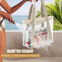 Kaufe 1, Erhalte 1 GRATIS – Extra Große Durchsichtige Mesh-Strandtasche mit 8 Taschen – ClearWave