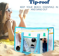 Kaufe 1, Erhalte 1 GRATIS – Extra Große Durchsichtige Mesh-Strandtasche mit 8 Taschen – ClearWave