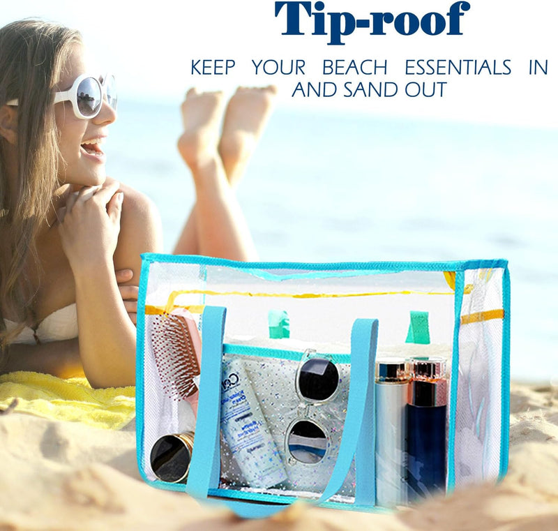 Kaufe 1, Erhalte 1 GRATIS – Extra Große Durchsichtige Mesh-Strandtasche mit 8 Taschen – ClearWave