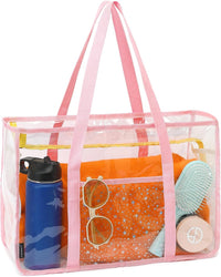 Kaufe 1, Erhalte 1 GRATIS – Extra Große Durchsichtige Mesh-Strandtasche mit 8 Taschen – ClearWave