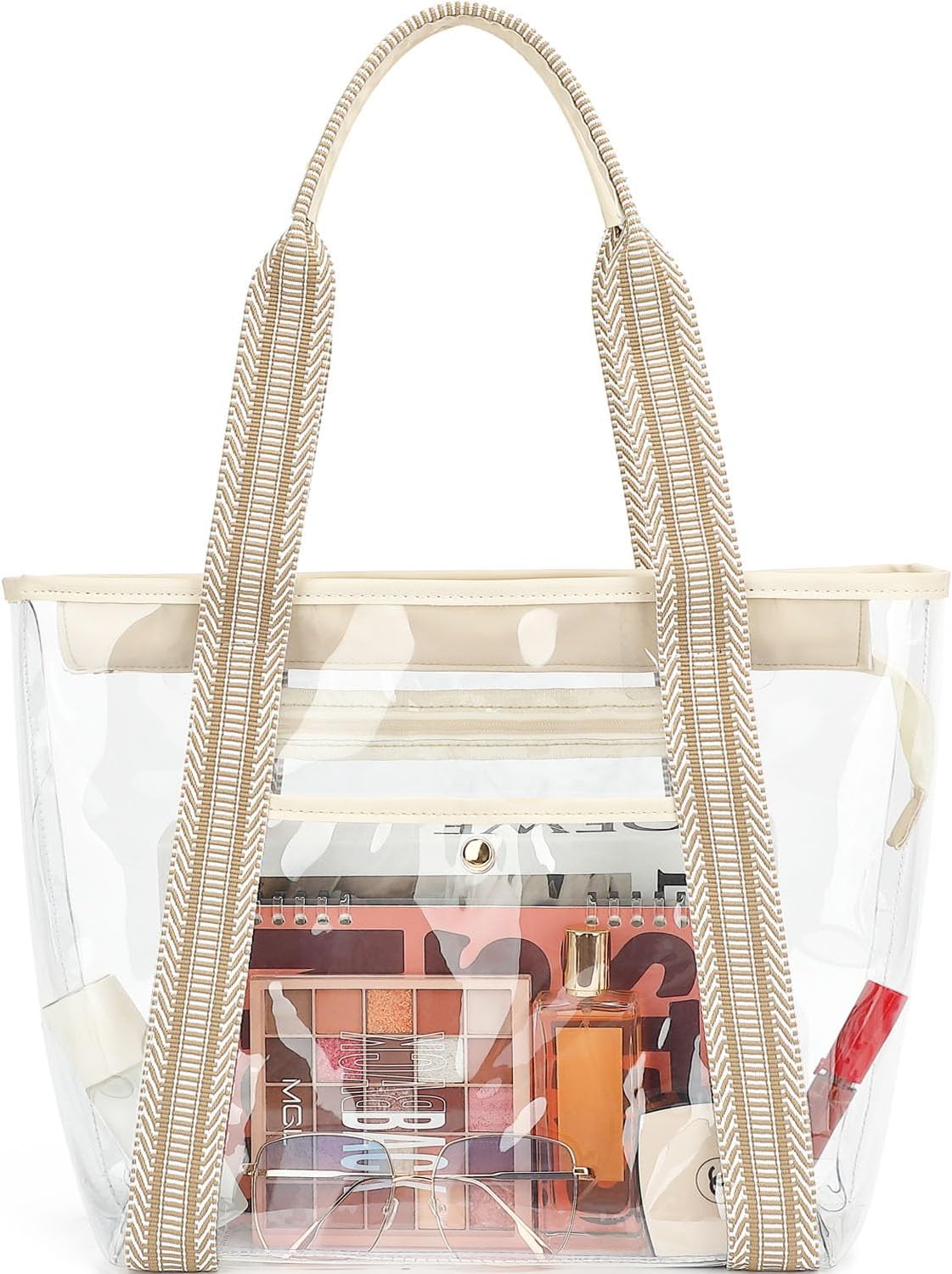 Kaufe 1, Erhalte 1 GRATIS – Extra Große Durchsichtige Mesh-Strandtasche mit 8 Taschen – ClearWave