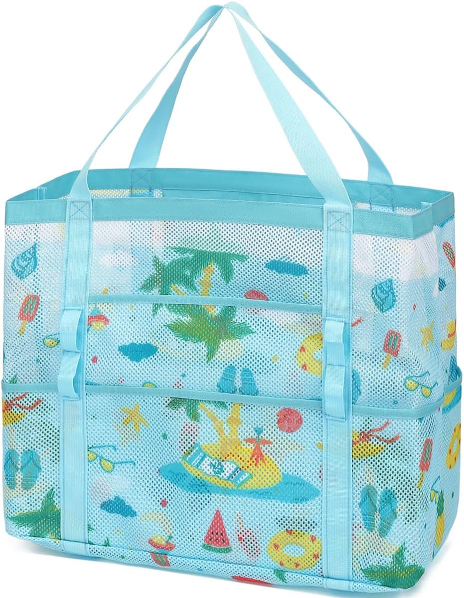 Kaufe 1, Erhalte 1 GRATIS – Extra Große Durchsichtige Mesh-Strandtasche mit 8 Taschen – ClearWave