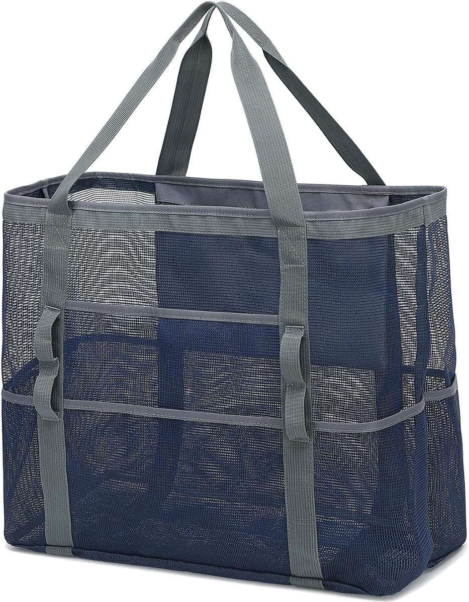 Kaufe 1, Erhalte 1 GRATIS – Extra Große Durchsichtige Mesh-Strandtasche mit 8 Taschen – ClearWave