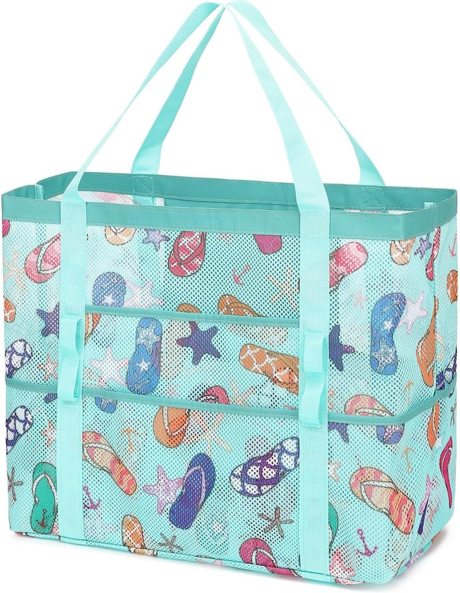 Kaufe 1, Erhalte 1 GRATIS – Extra Große Durchsichtige Mesh-Strandtasche mit 8 Taschen – ClearWave