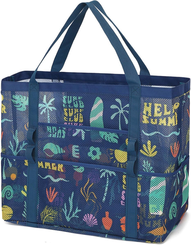 Kaufe 1, Erhalte 1 GRATIS – Extra Große Durchsichtige Mesh-Strandtasche mit 8 Taschen – ClearWave