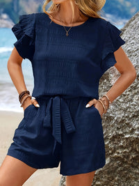 Two-piece set with batwing sleeves and loose shorts – Livana