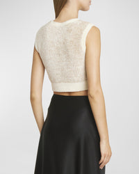 Beige gestricktes Damenshirt mit Vintage-Jacquardmuster – Mireille