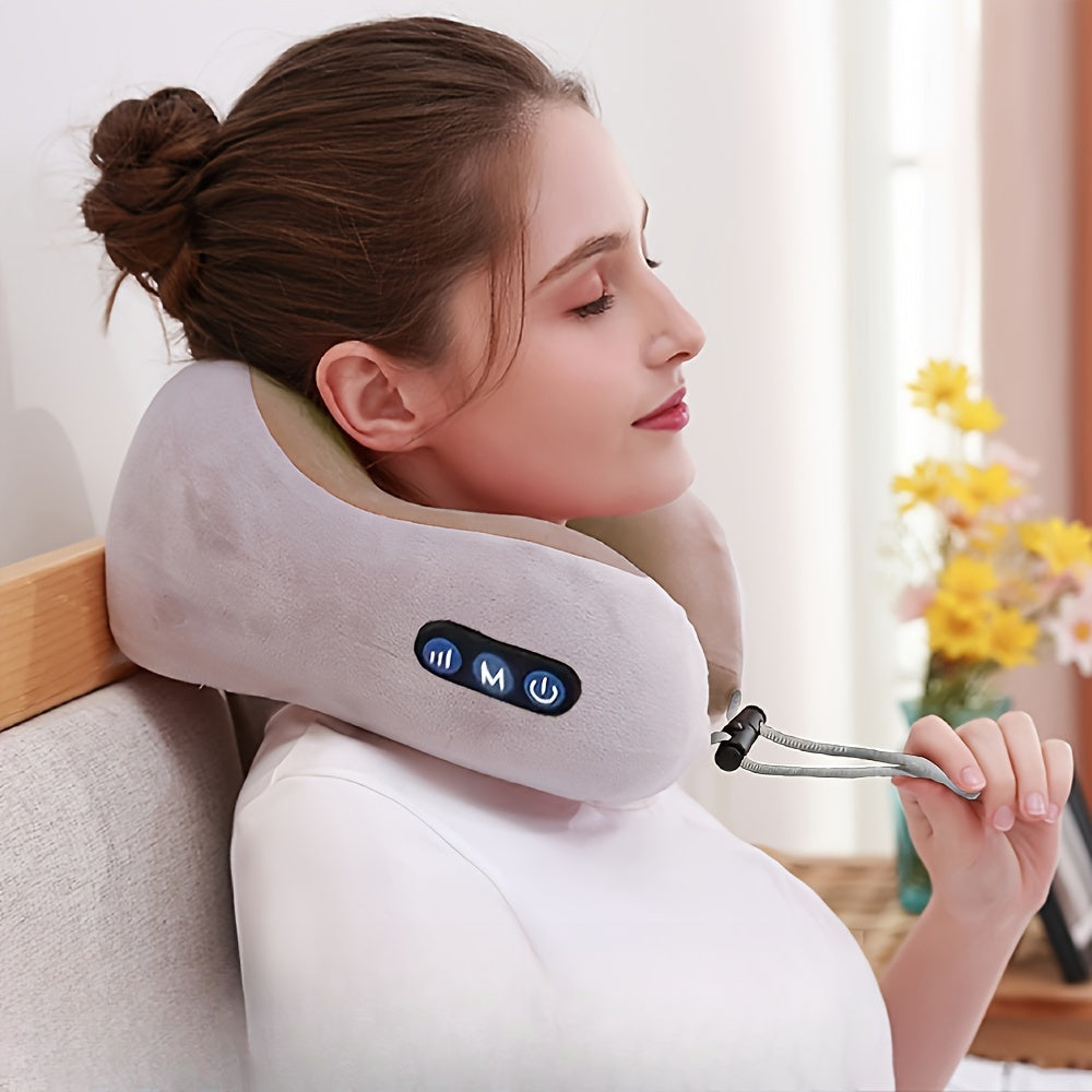 U-förmiges Nackenkissen mit Memory Foam & USB-aufladbarer Wärmefunktion – NeckEase Pro