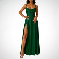 Ärmelloses Seiden-Maxikleid mit Hohem Schlitz – Serena