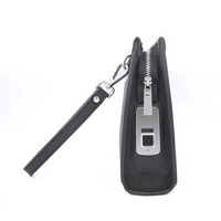 Herren Echtleder Business Clutch mit Fingerabdruckschloss – Schwarz