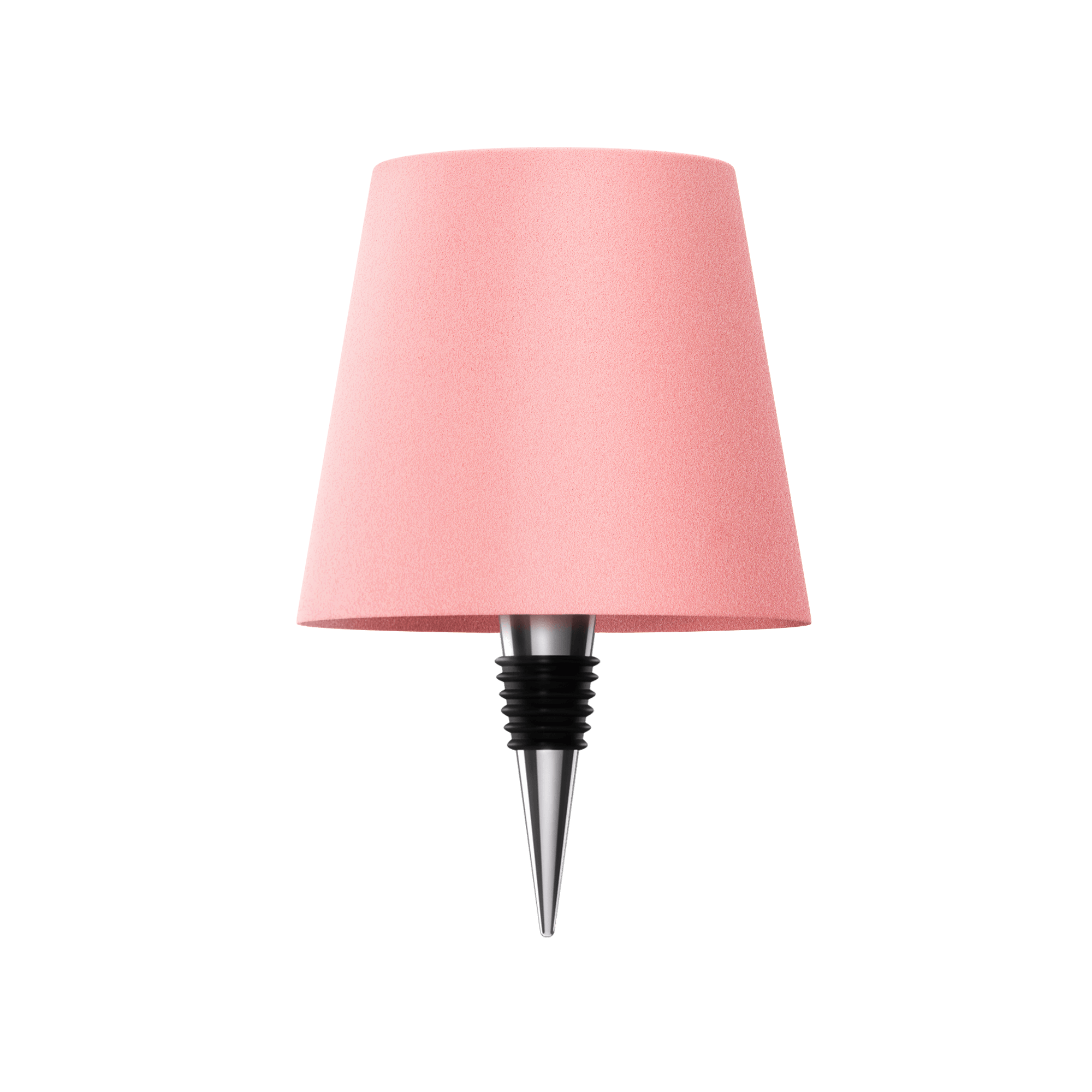 Rosa Flaschenlampe mit transparentem Schirm, modernes Design, dekorative Beleuchtung.