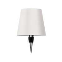 Weiße Flaschenlampe, transparent, modern, LED, Tischleuchte, minimalistisches Design.