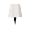 Weiße Flaschenlampe, transparent, modern, LED, Tischleuchte, minimalistisches Design.
