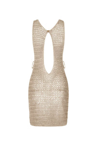 Beige knitted sheer beach dress with airy design – Kaïa