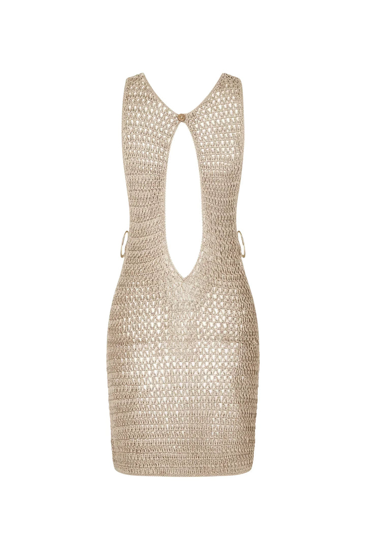 Beige knitted sheer beach dress with airy design – Kaïa