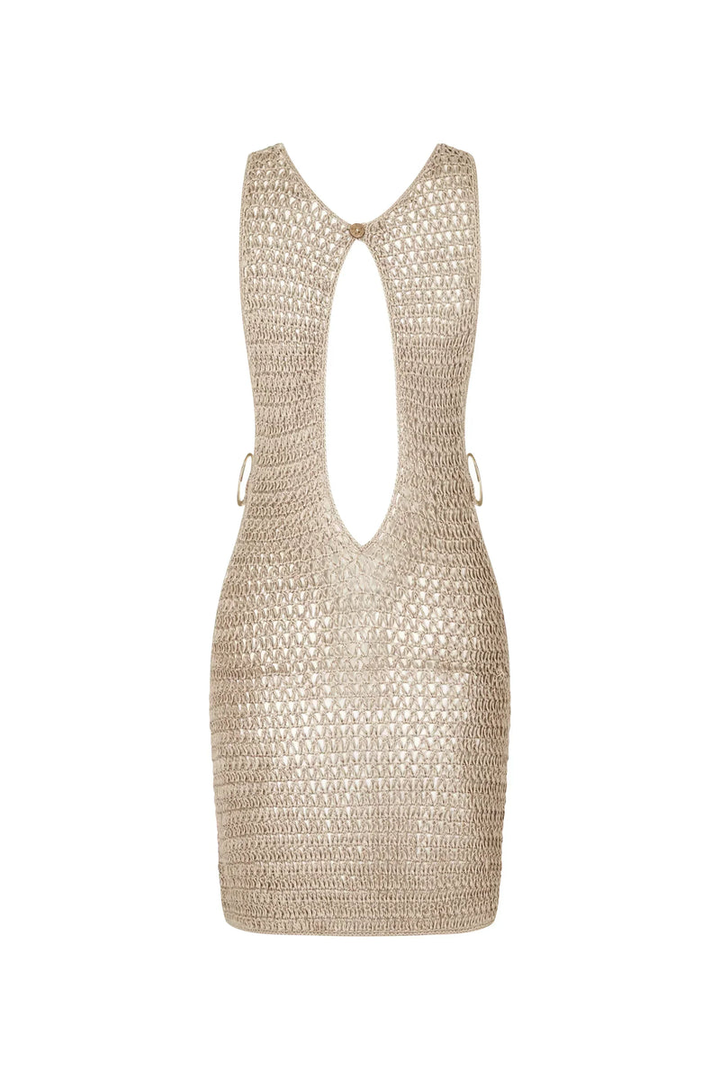 Beige knitted sheer beach dress with airy design – Kaïa
