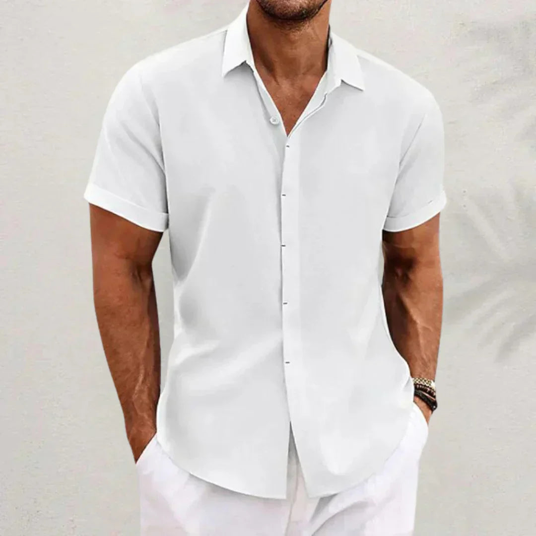 Luftiges Herren-Leinenshirt mit kurzen Ärmeln – Matteo