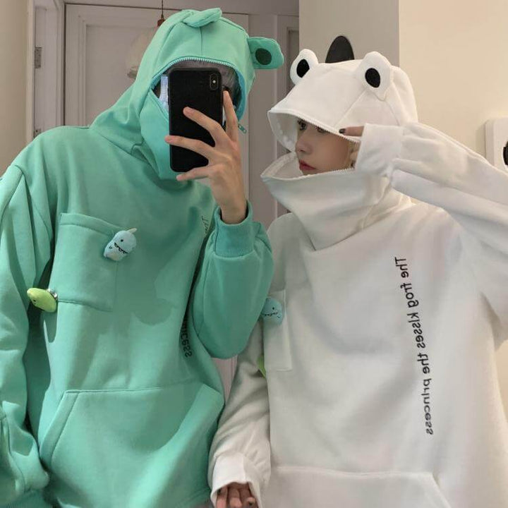 Unisex-Kapuzenpullover mit Frosch-Design – Froggy