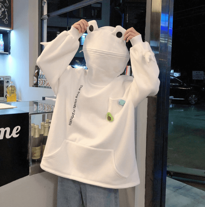 Unisex-Kapuzenpullover mit Frosch-Design – Froggy