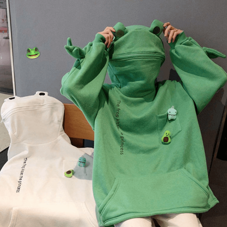 Unisex-Kapuzenpullover mit Frosch-Design – Froggy