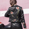 Bestickte Damen Kunstlederjacke im Bikerstil – Eleonora