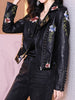 Bestickte Damen Kunstlederjacke im Bikerstil – Eleonora