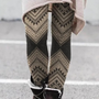 Damen-Leggings mit Ethno-Muster, schwarz-beige, warm, Wintermode, Streetstyle, bequem.