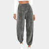 Graue Fleece-Jogginghose Damen, bequem, warm, elastischer Bund, Freizeitmode.