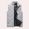 Graue Steppweste Herren, ärmellos, Reißverschluss, modisch, warm, Winterbekleidung.