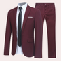 Bordeaux Herrenanzug mit Krawatte, zweiteilig, elegant, Business-Mode, Slim Fit.