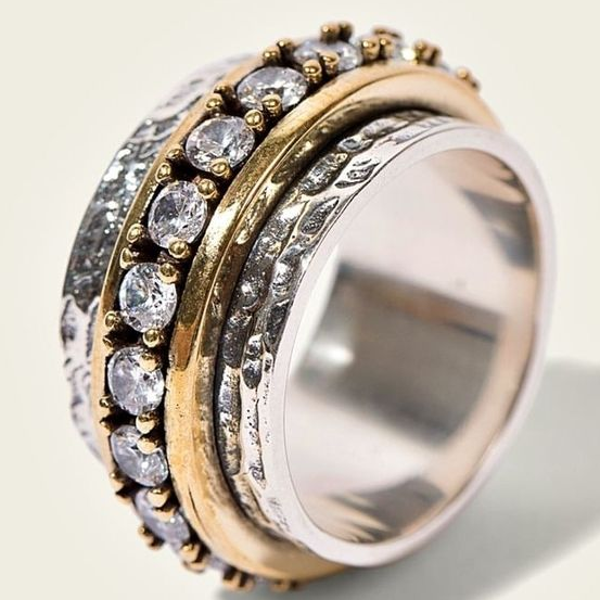 Vintage Gold- und Silberring mit Zirkonia - Esmira