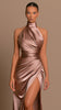 Ärmelloses Satin-Maxikleid mit Kragen - Celeste