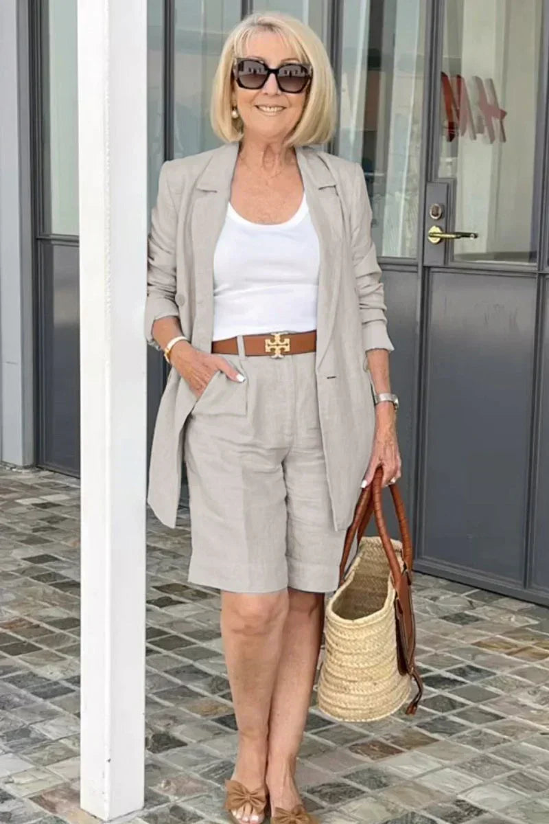 Trendy Damen Leinen Sommeranzug – Camille