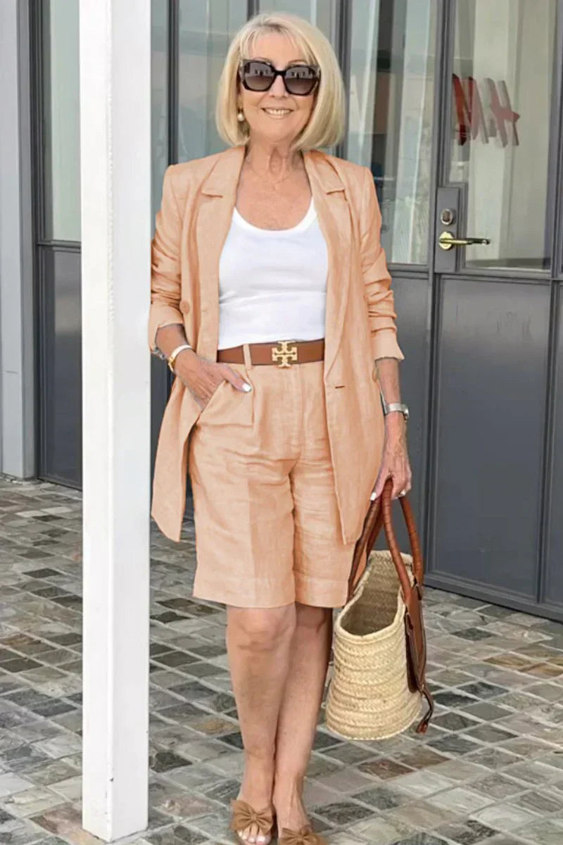 Trendy Damen Leinen Sommeranzug – Camille
