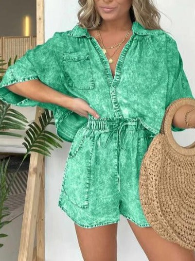 Trendy women's summer blouse with short sleeves – Isabelle