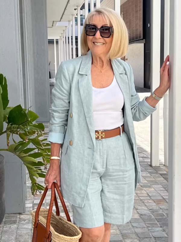 Trendy Damen Leinen Sommeranzug – Camille