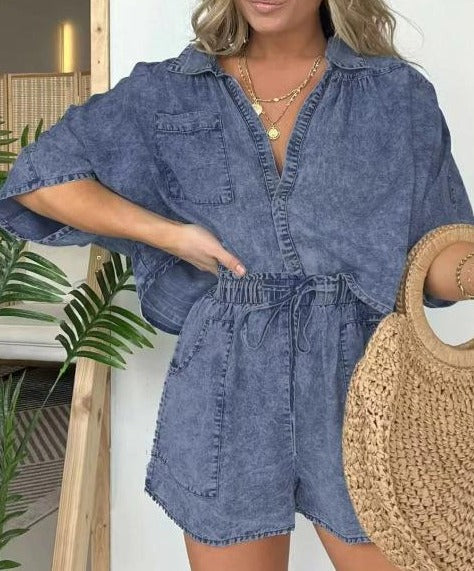 Trendy women's summer blouse with short sleeves – Isabelle