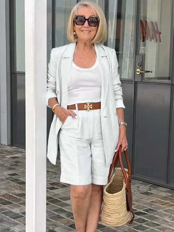 Trendy Damen Leinen Sommeranzug – Camille
