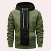Grüner und schwarzer Hoodie mit Kapuze und Kängurutasche, Unisex, Baumwolle, modisch.